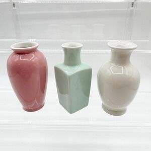Vintage Mini Ceramic Pastel Bud Vase Lot of 3 HORCHOW Made in Japan 3.75" MCM